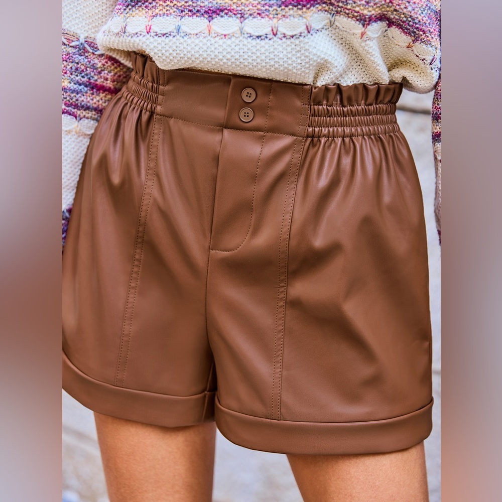 Cupshe Brown Faux Leather Shorts